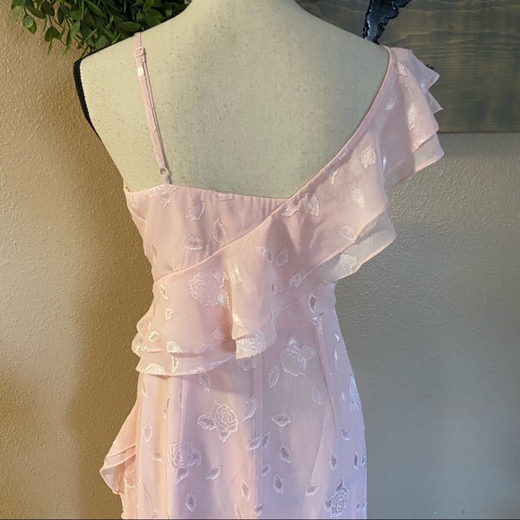 NWOT Lulus Forever Blush Pink Floral Jacquard Ruffled Maxi Dress - Picture 5 of 12